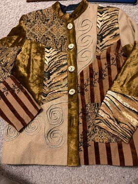 Vintage Brown Animal Print Patchwork Jacket Indigo Moon Medium